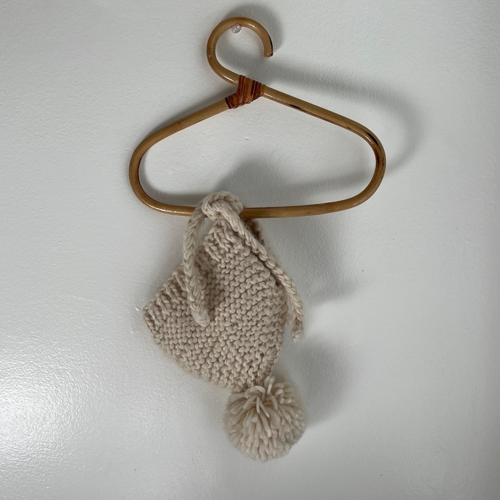 Kids Cream Knit Pom Pom Hat